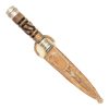 Cuchillo Madera Tallada y Alpaca 14 Cm Acero Inox Vaina Cuero Crudo