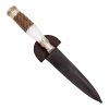 Cuchillo Madera y Ciervo  Galloneada 14Cm Acero Inox Vaina Vaqueta Cocida