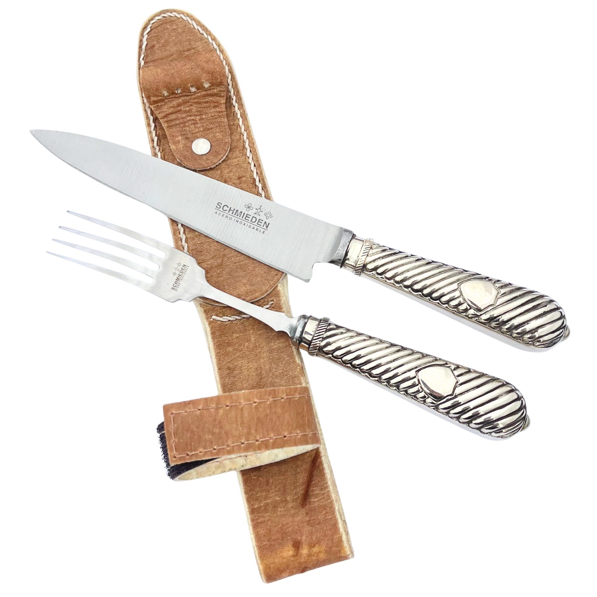 Juego De Cubierto Individual Fino Cuchillo Y Tenedor Alpaca Galloneada SCHMIEDEN - Imagen 2