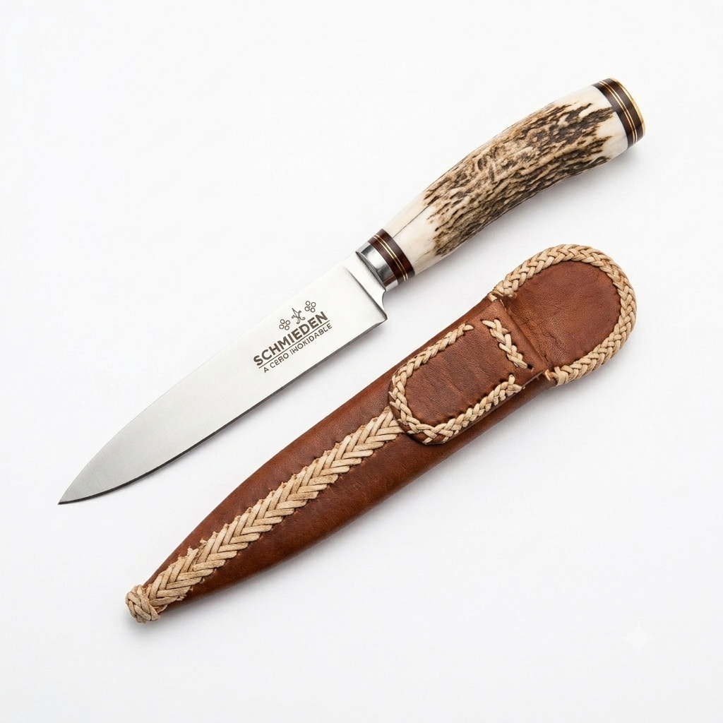 Cuchillo De Ciervo 14 Cm Acero Inox Vaina Cuero Crudo Cuchillo De Ciervo 14 Cm Acero Inox Vaina Cuero Crudo