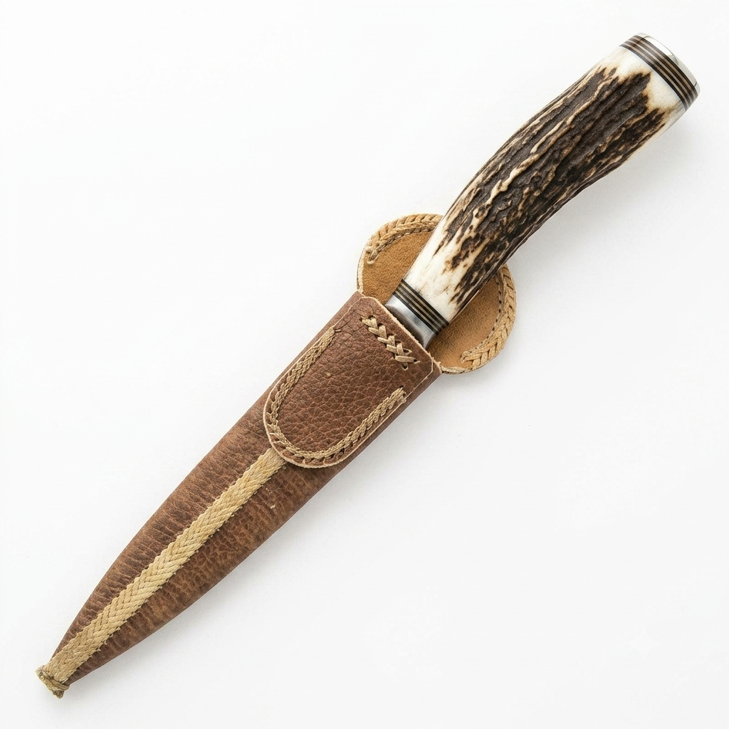 Cuchillo De Ciervo 14 Cm Acero Inox Vaina Cuero Crudo - Imagen 2