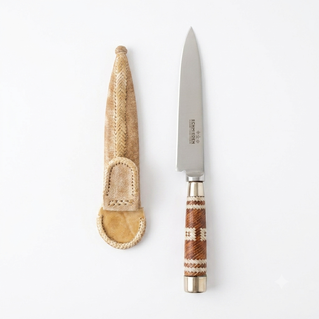 Cuchillo Trenzado Fino y Alpaca 14Cm Acero Inox Vaina Cuero Crudo Cuchillo Trenzado Fino y Alpaca 14Cm Acero Inox Vaina Cuero Crudo