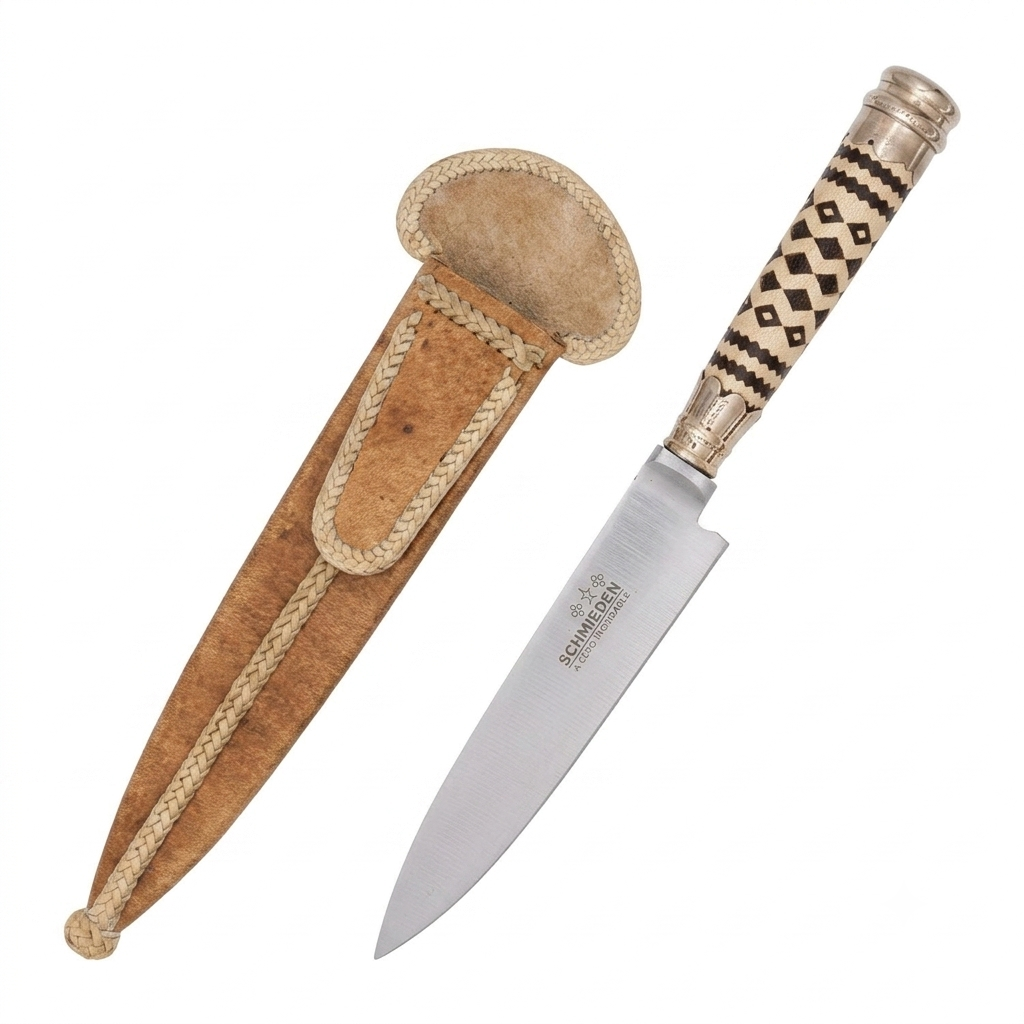 Cuchillo Trenzado Fino Premium 14Cm Acero Inox Vaina Cuero Crudo Fino - Imagen 2