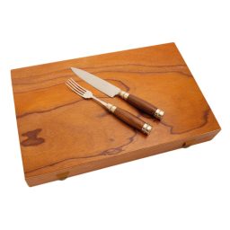 Alternative view of Juego De Cubiertos Linea Fina Madera Con Alpaca 2 Virolas Soaje Labrada 12 Piezas En Caja De Madera Cedro Lustrado, Pampeana